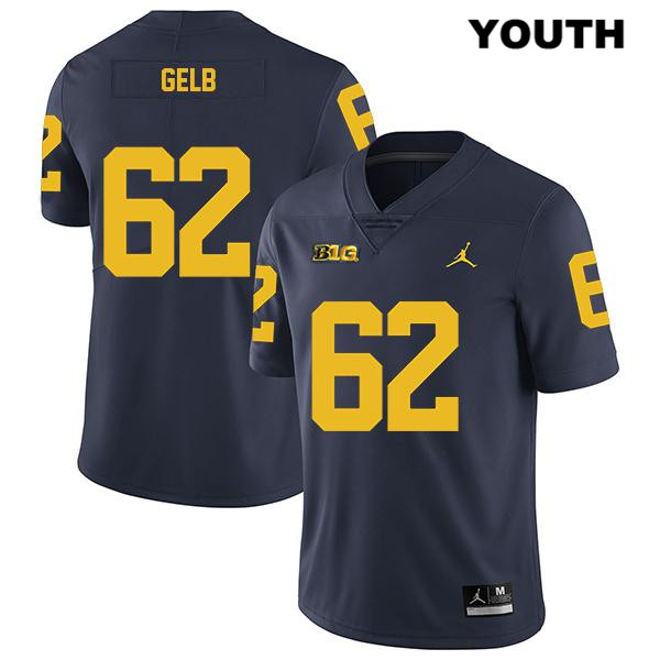 Youth NCAA Michigan Wolverines Mica Gelb #62 Navy Jordan Brand Authentic Stitched Legend Football College Jersey DC25G01ZB